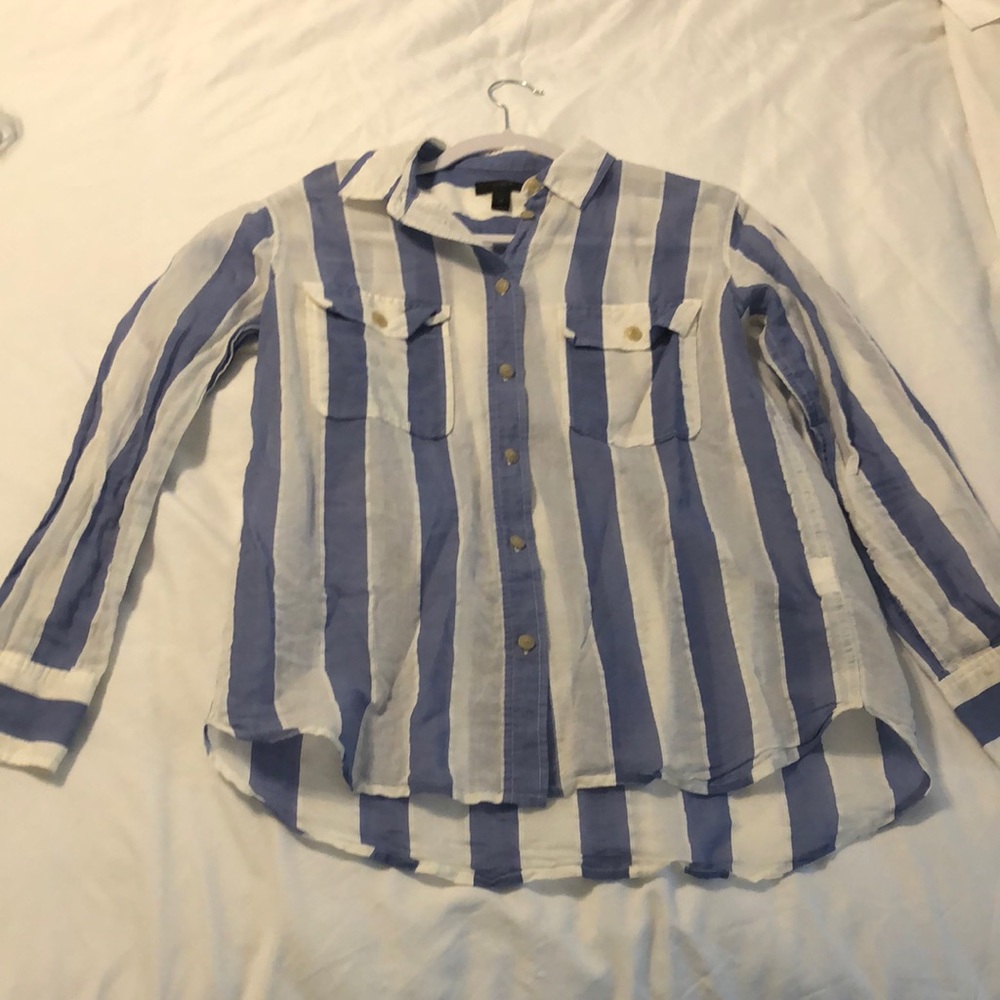 J. Crew blue and white button up